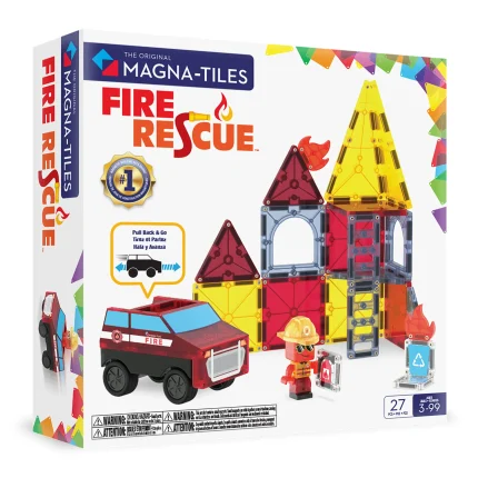 MAGNA-TILES® Fire Rescue Manyetik Bloklar (27 Parça) görseli, çocukların itfaiye kurtarma temalı renkli manyetik bloklarla eğlenceli ve eğitici oyun oynayabileceği set.