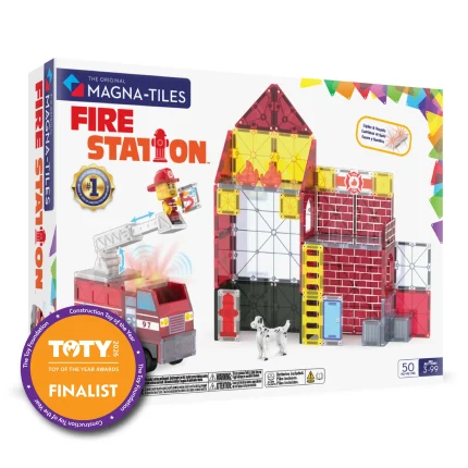 MAGNA-TILES® Fire Station Manyetik Bloklar (50 Parça) görseli, çocukların itfaiye istasyonu temalı renkli manyetik bloklarla eğlenceli ve eğitici oyun oynayabileceği set.