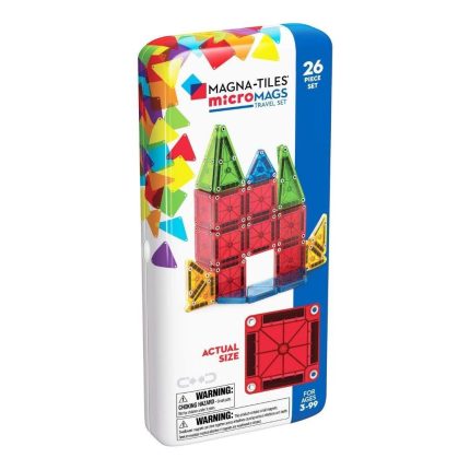 MAGNA-TILES® microMAGS Travel Set ön görseli, metal kapalı kutu.