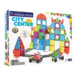 MAGNA-TILES® City Center Manyetik Bloklar (110 Parça) manyetik blok seti görseli, çocukların yaratıcı ve eğitici oyun saatleri için renkli bloklarla inşa edilmiş şehir merkezini gösteriyor.