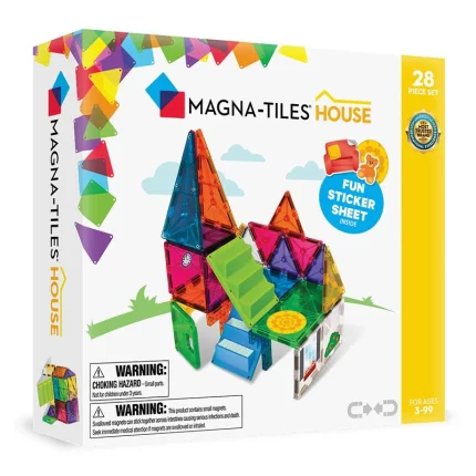 MAGNA-TILES® - House Manyetik Bloklar (28 Parça) kutu ön görseli: parçalar birleştirilmiş, ev şeklinde ve 28 parça sayısı görünür.