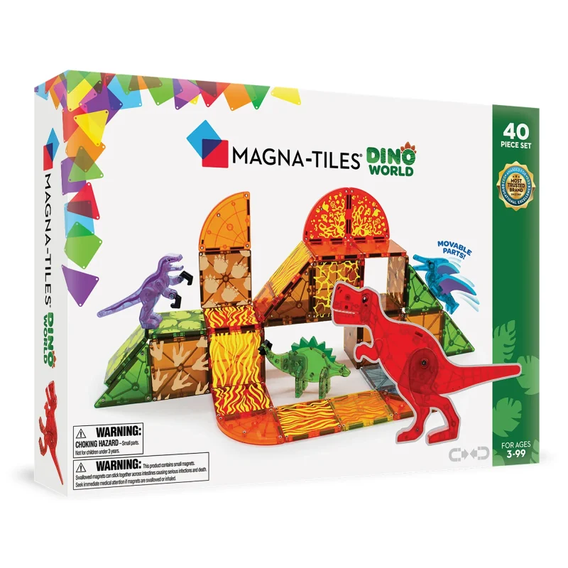 MAGNA-TILES Dinozorlar Manyetik Bloklar Dino World Set 40 Parça kutu görseli dinozor oyuncak seti manyetik yapı oyuncağı